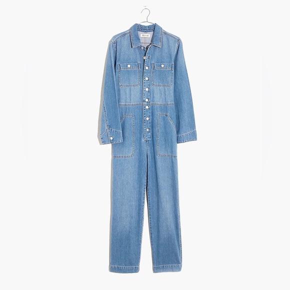 NWT denim jumpsuit with tie waist - Picture 3 of 13